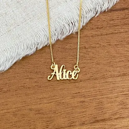 GARGANTILHA NOME PERSONALIZADO FONTE 4 DOURADO